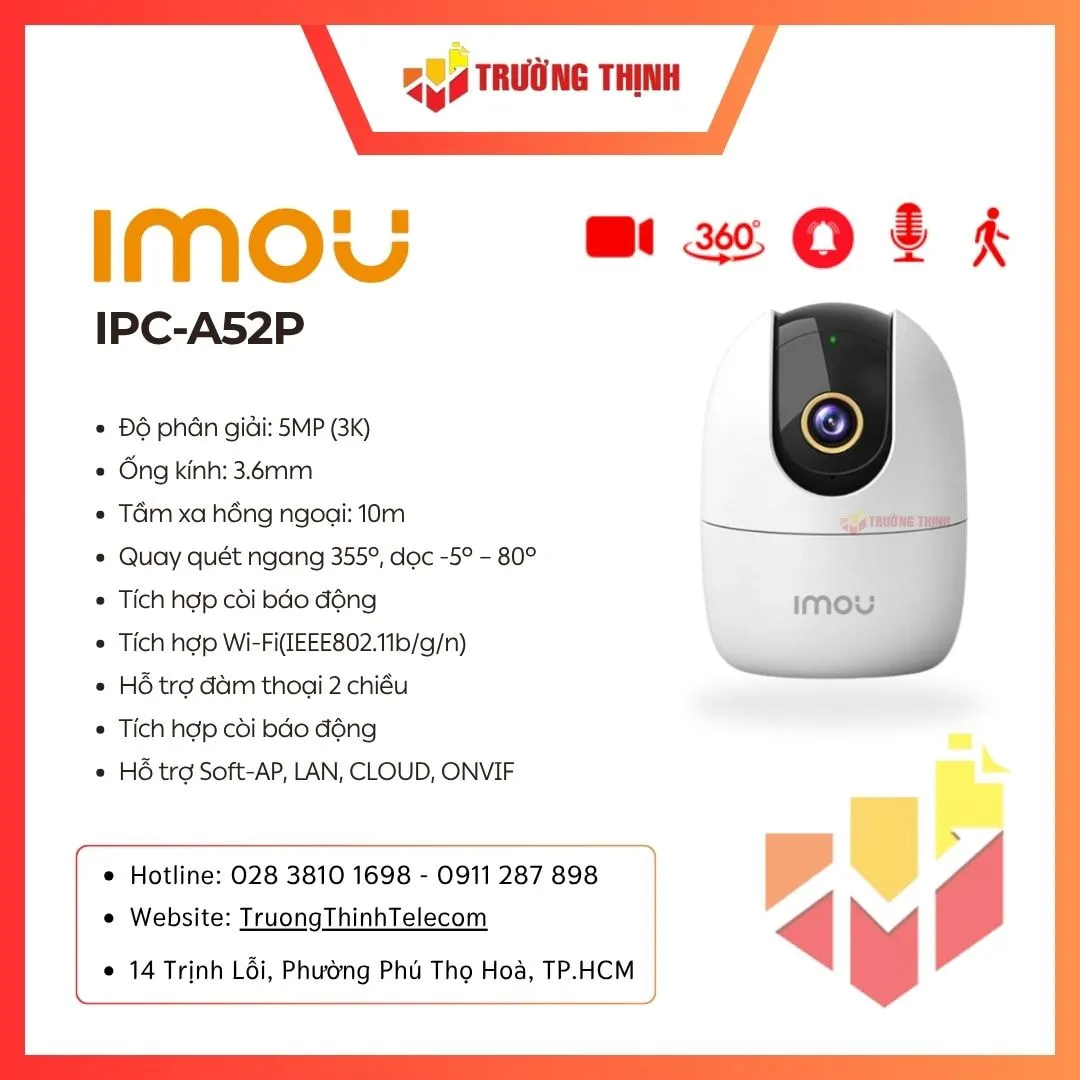 Camera Wifi quay quét trong nhà 5MP IMOU IPC-A52P