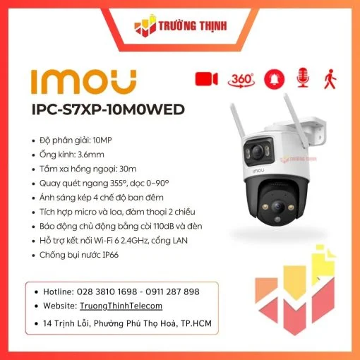 Camera WFi 2 ống kính ngoài trời 10MP IMOU IPC-S7XP-10M0WED