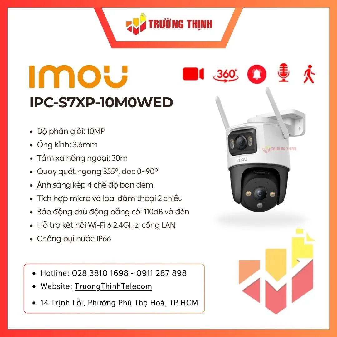 Camera Wifi quay quét ngoài trời 10MP IMOU Cruiser Dual 10MP IPC-S7XP-10M0WED Xoay 360 Ngoài Trời