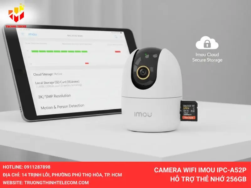 Camera WiFi IMOU IPC-A52P hỗ trợ thẻ nhớ 256GB