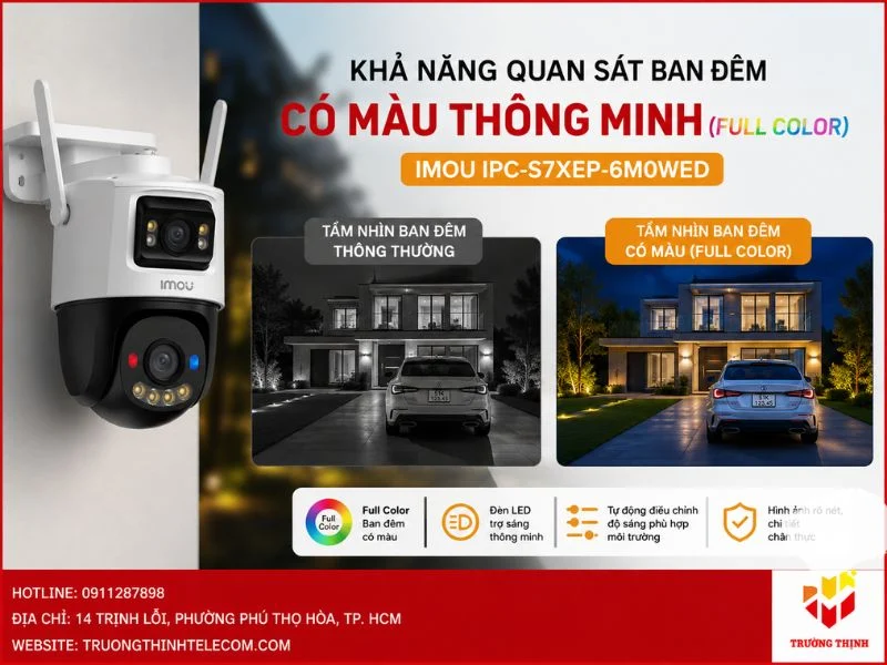 Imou IPC-S7XEP-6M0WED khả năng quan sát ban đêm có màu thông minh (Full Color)