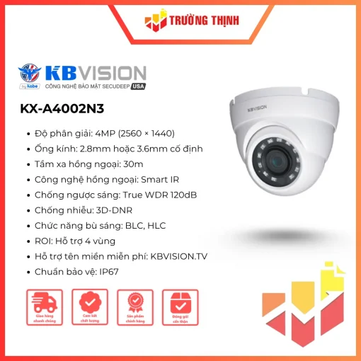 Camera IP bán cầu 4MP KBVISION KX-A4002N3