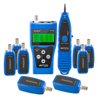 NF-388  Bộ Test Dây, Đo Chiều Dài, Dò Dây Có Màn Hình LCD, 8 bộ remote: cáp mạng, cáp thoại, cáp đồng trục