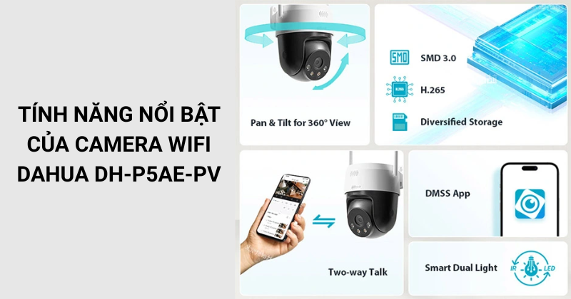 Tính năng nổi bật của Camera wifi Dahua DH-P5AE-PV