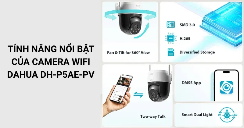Tính năng nổi bật của Camera wifi Dahua DH-P5AE-PV