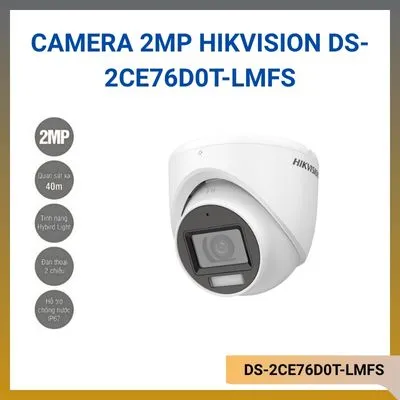 Camera HDTVI Dome ngoài trời 2MP HIKVISION DS-2CE76D0T-LMFS