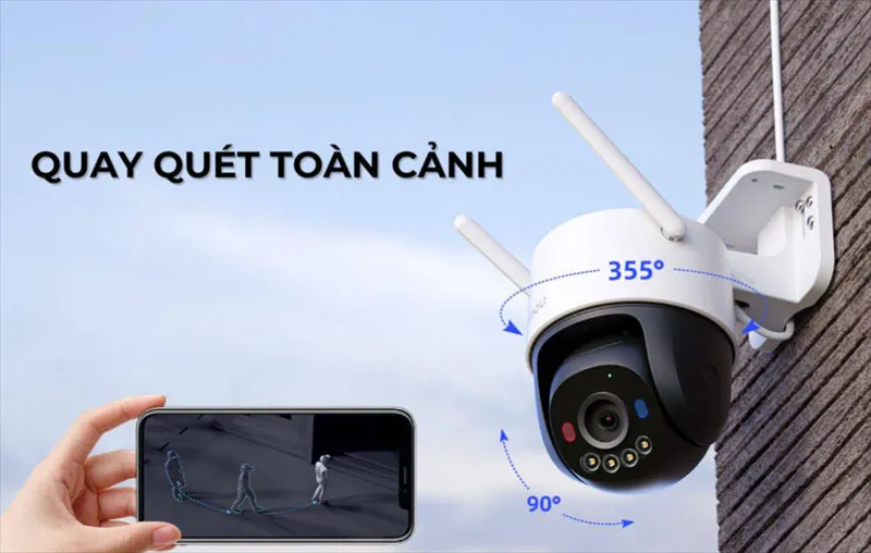 Quay toàn cảnh và nghiêng để bảo vệ 360°