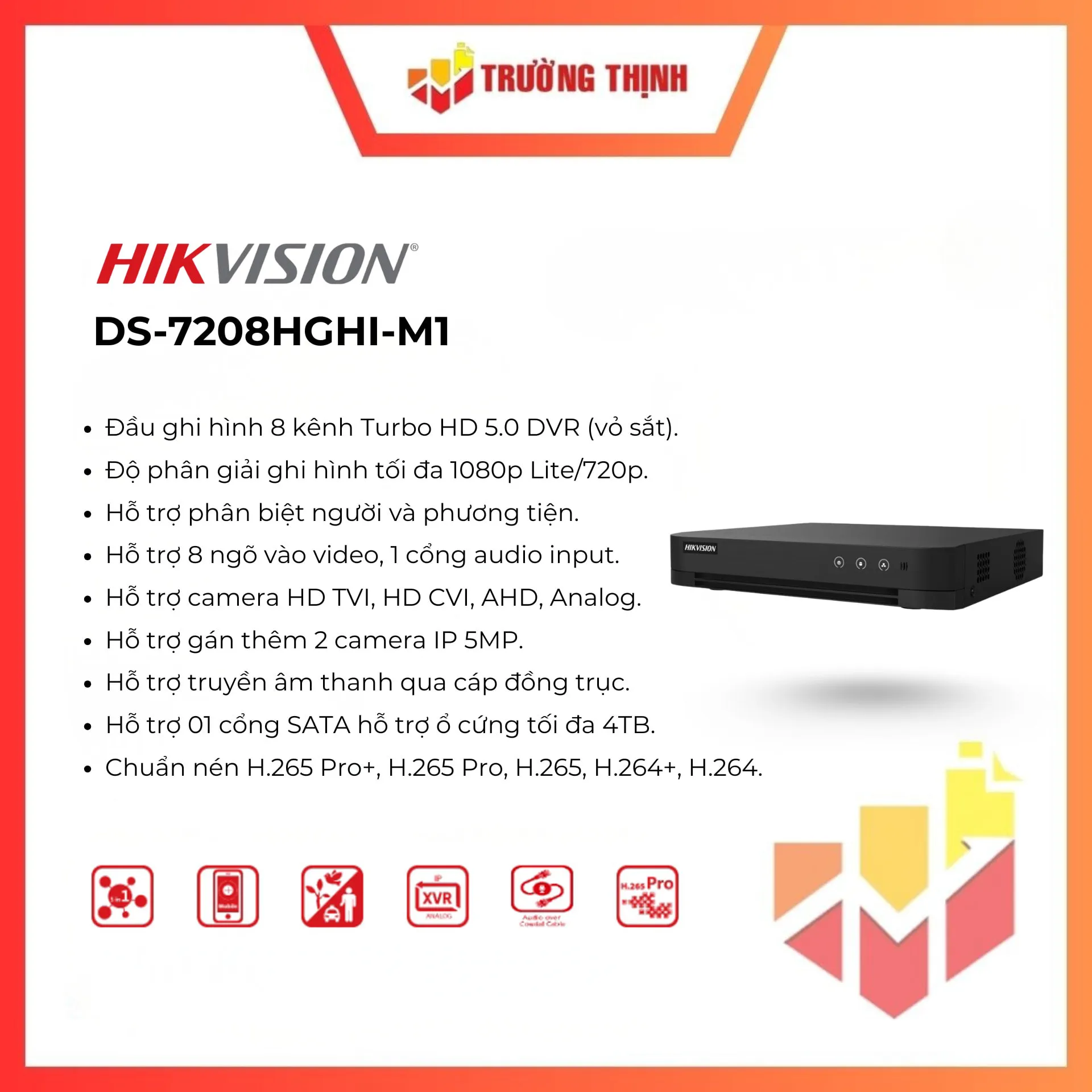 Đầu ghi hình 8 Kênh Hikvision DS-7208HGHI-M1