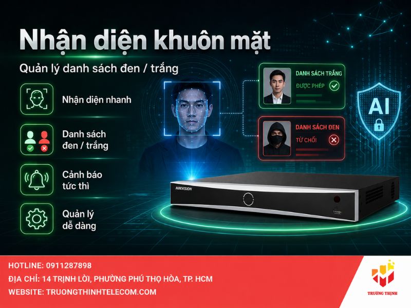 Khả năng nhận diện khuôn mặt và quản lý danh sách đen/trắng