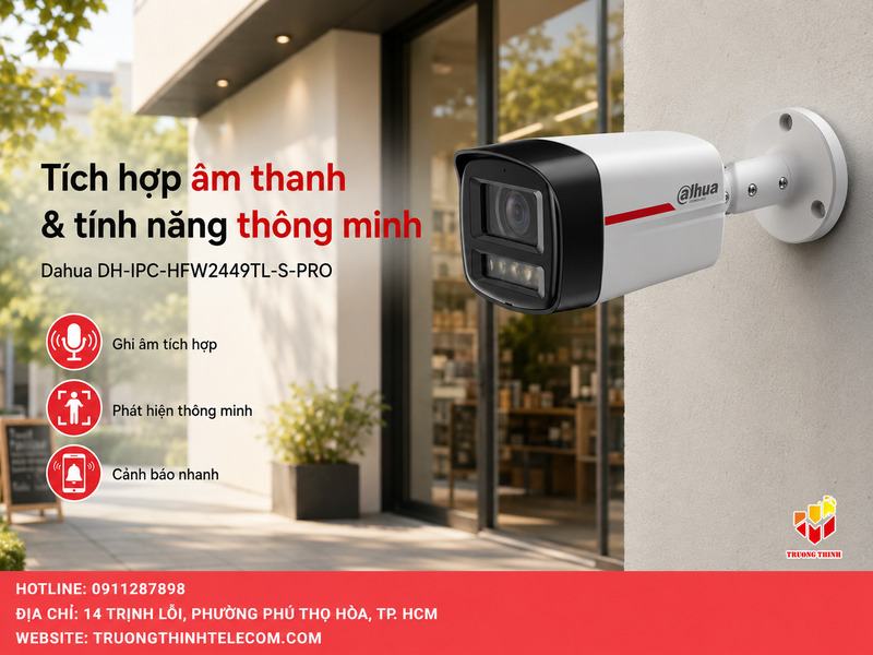 Tích hợp âm thanh và tính năng thông minh trên Dahua DH-IPC-HFW2449TL-S-PRO