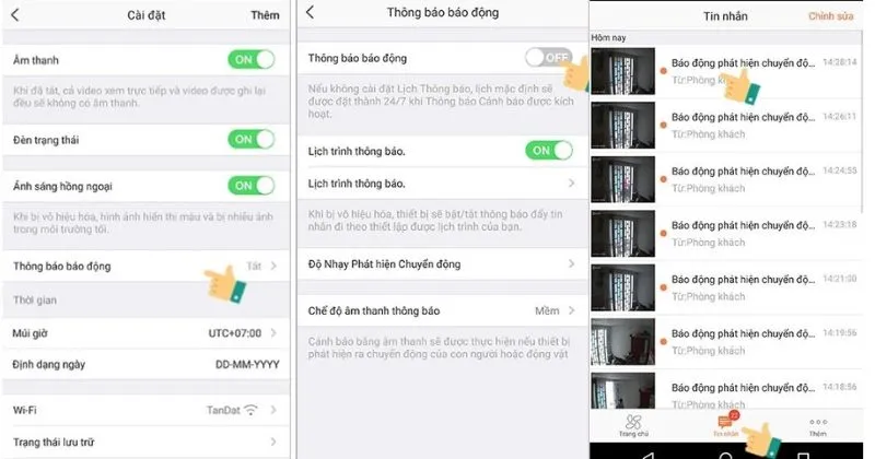 Bật thông báo báo động