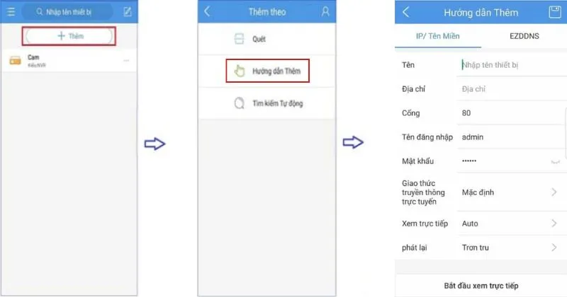 Thêm thiết bị bằng IP/Tên miền