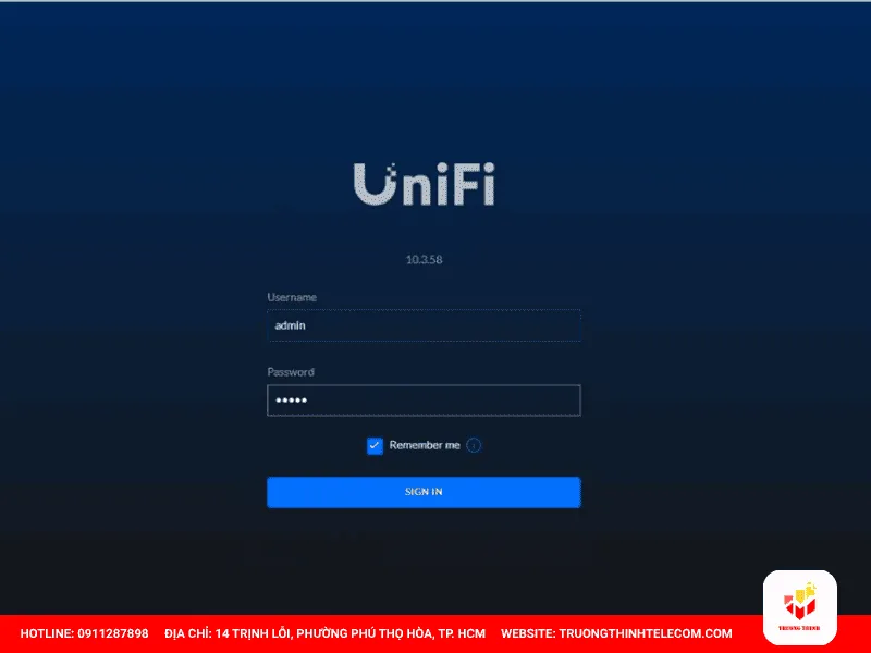 Đăng nhập vào trang quản trị UniFi