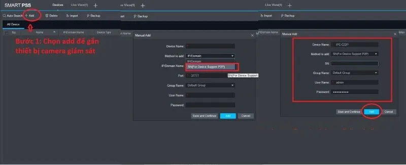 Chọn SN(For Device Support P2P)
