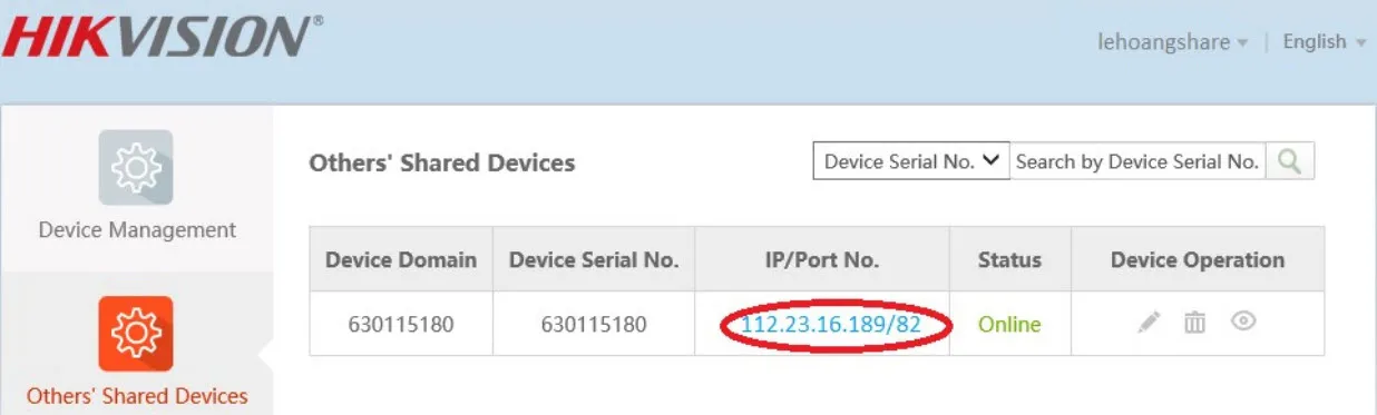 IP/Port No
