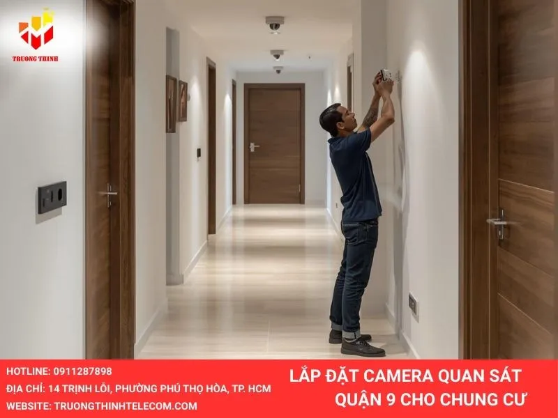 Lắp đặt camera ở sảnh hành lang chung cư quận 9