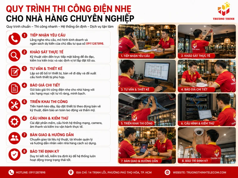 Quy trình thi công điện nhẹ cho nhà hàng chuyên nghiệp