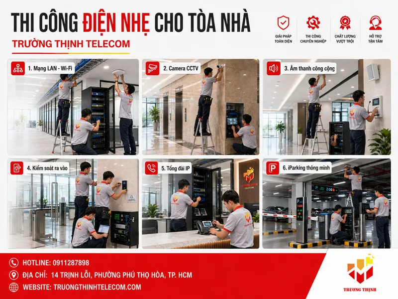 Thi công điện nhẹ cho tòa nhà gồm những mục nào?