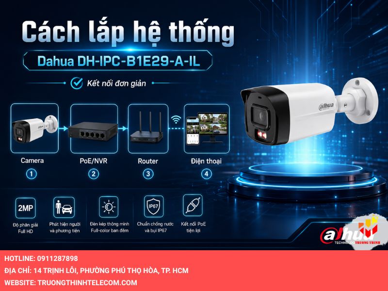 Cách lắp hệ thống với Dahua DH-IPC-B1E29-A-IL