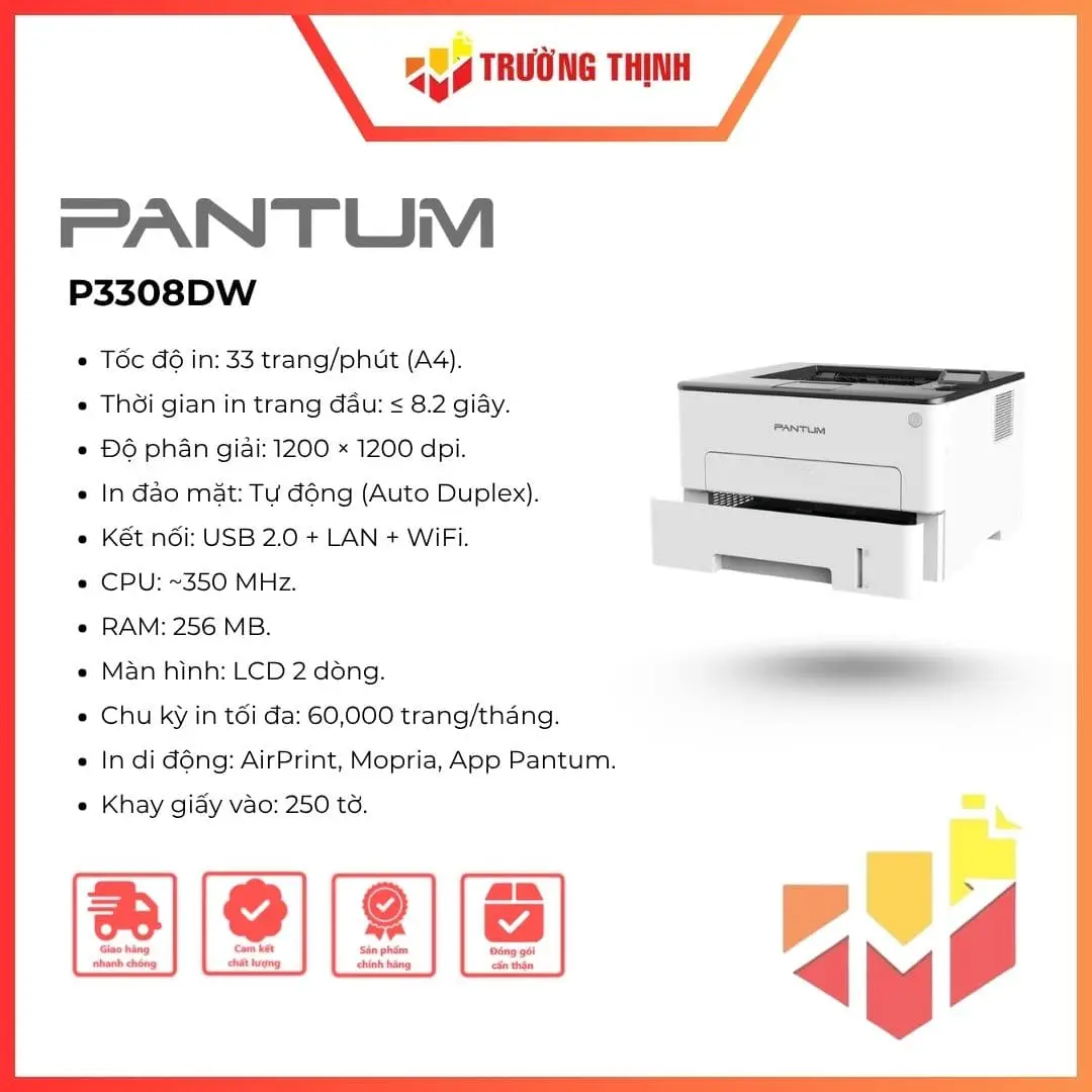 Máy in Laser đen trắng hai mặt đơn chức năng Pantum P3308DW