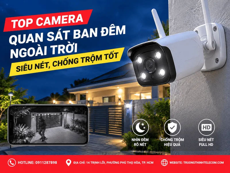 Top camera quan sát ban đêm ngoài trời siêu nét, chống trộm tốt