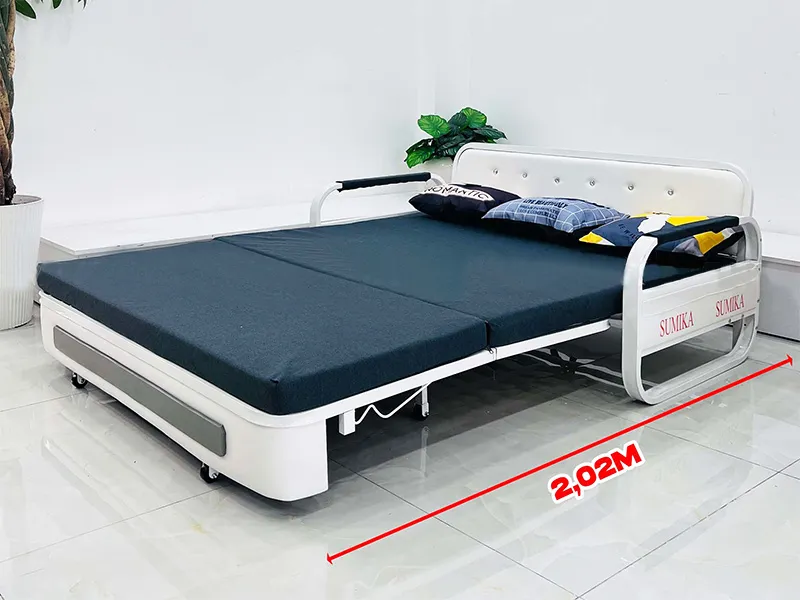 Giường xếp có khung bằng gỗ, có nệm Sumika SKB150