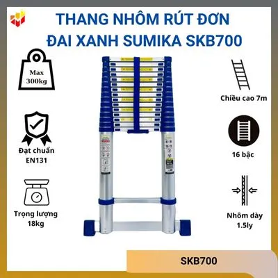 Thang nhôm rút đơn đai xanh Sumika SKB700