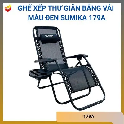 Ghế xếp thư giãn bằng vải màu đen Sumika 179A