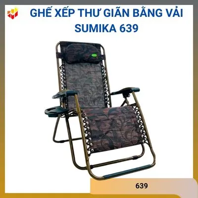 Ghế xếp thư giãn bằng vải màu đen Sumika 639