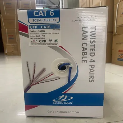 CÁP MẠNG 6e-GOLDEN JAPAN UTP BC 305m 8 lõi đồng 100% (màu xanh)