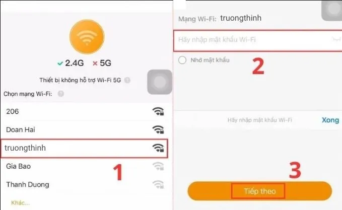 Chọn wifi kết nối