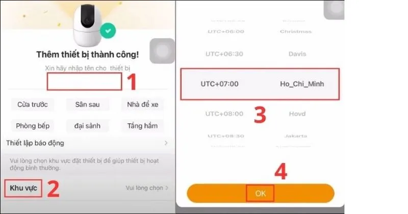 Chọn khu vực và múi giờ