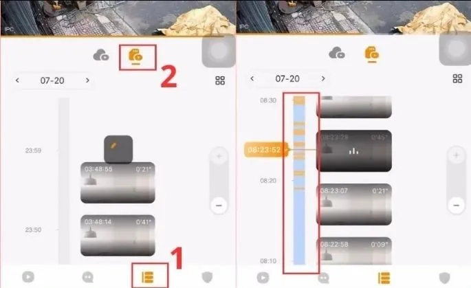 Truy cập tính năng xem lại