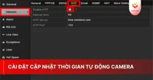 Cài đặt cập nhật thời gian tự động camera