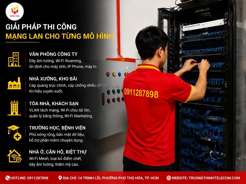 Giải pháp Thi công mạng LAN cho từng mô hình