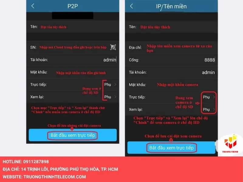 Nhấn Bắt đầu xem trực tiếp