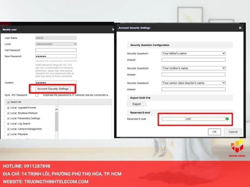 Nhấp Account Security Settings