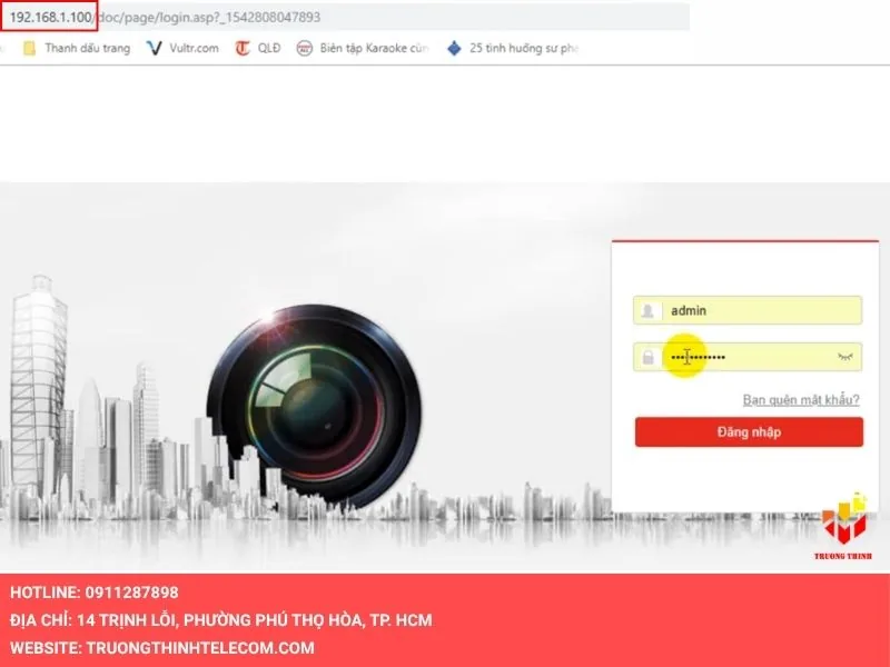 Nhập IP và đăng nhập camera Hikvision