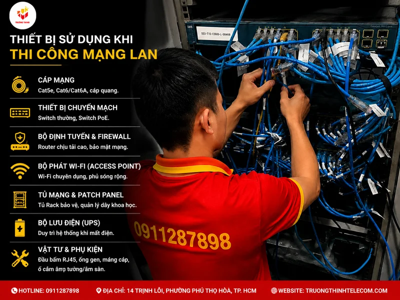 Thiết bị sử dụng khi thi công mạng LAN