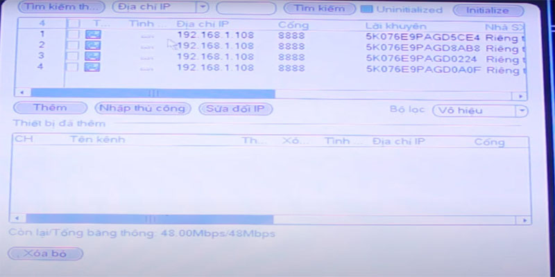 Camera chưa được khởi tạo hiện ra