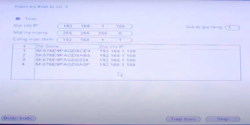 Đặt địa chỉ IP cho các camera