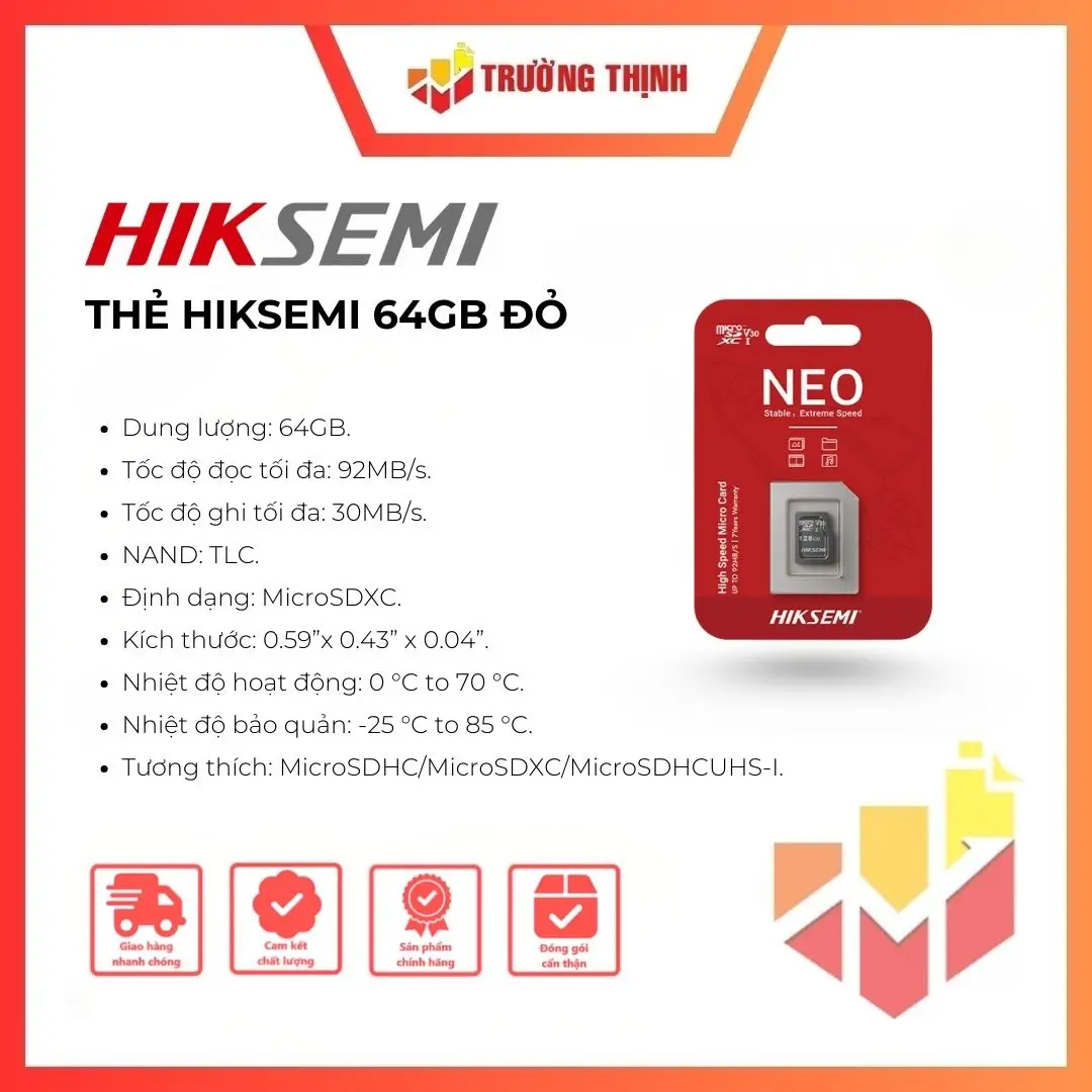 THẺ NHỚ GHI HÌNH HIKSEMI CHUYÊN DỤNG 64GB HS-TF-D1(STD)/64G