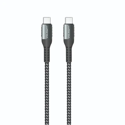 Cáp sạc nhanh (Type C-C 240w) dây dù đen Volwatt GE-031-CC