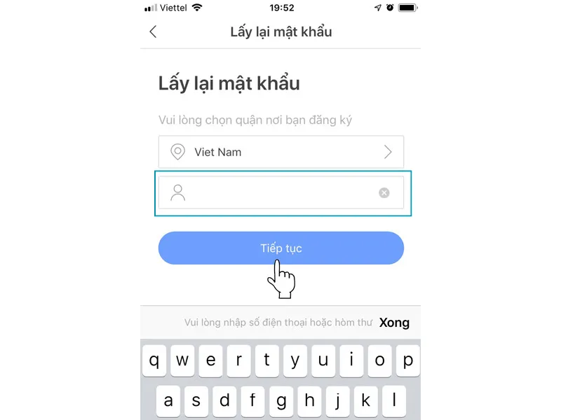 Đăng nhập để lấy lại mật khẩu