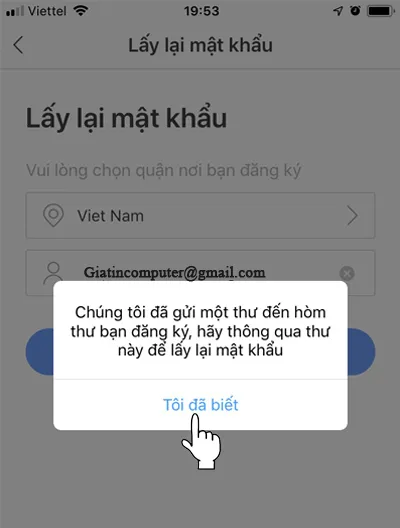Tại thông báo này chọn Tôi đã biết