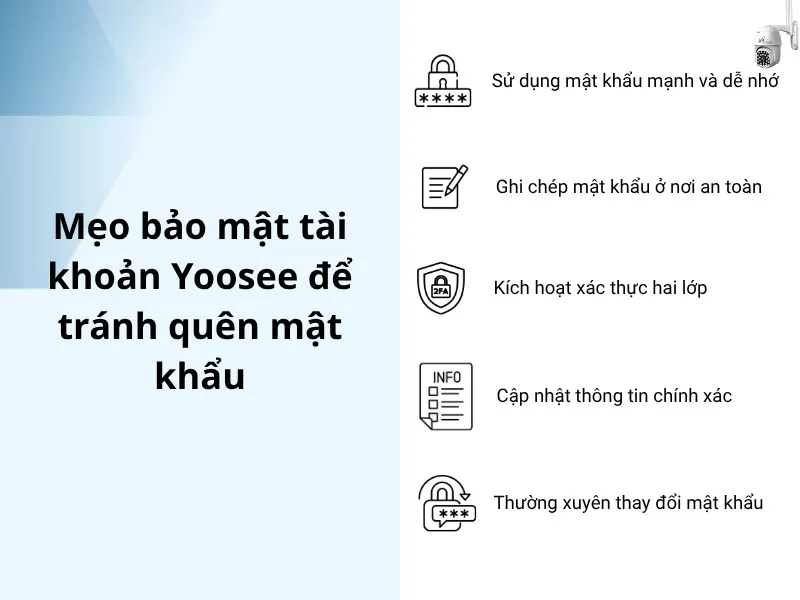 Mẹo bảo mật tài khoản Yoosee để tránh quên mật khẩu