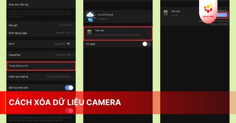 Cách xóa dữ liệu camera