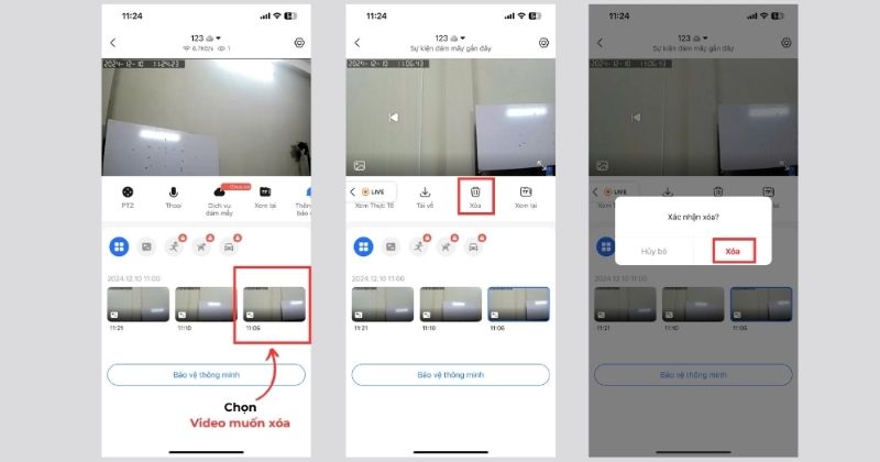 Tiến hành làm theo cách xóa dữ liệu camera Yoosee trên điện thoại