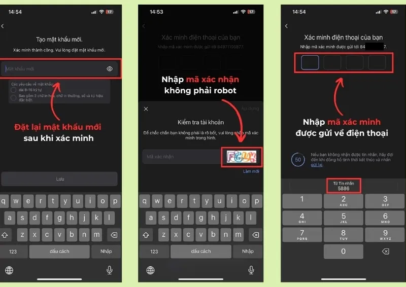 Tiến hành đặt lại mật khẩu
