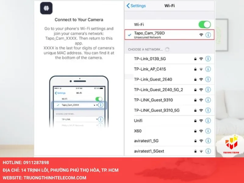 Đi đến phần cài đặt Wifi của điện thoại